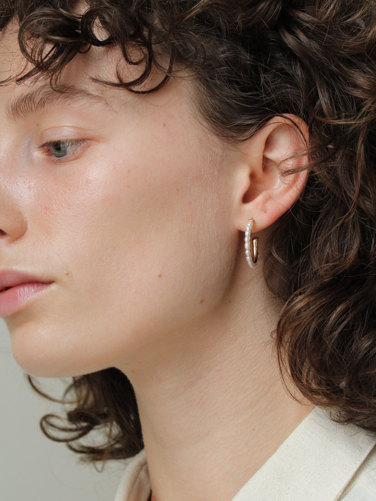 14k Seed Pearl Hoops