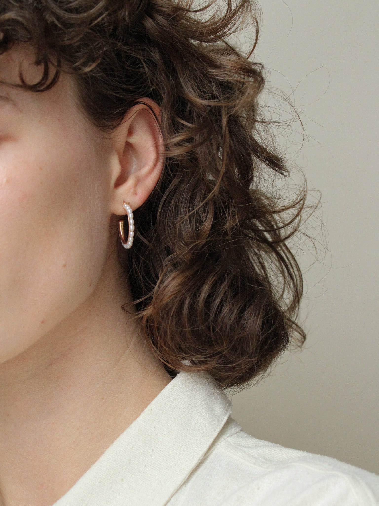 14k Seed Pearl Hoops