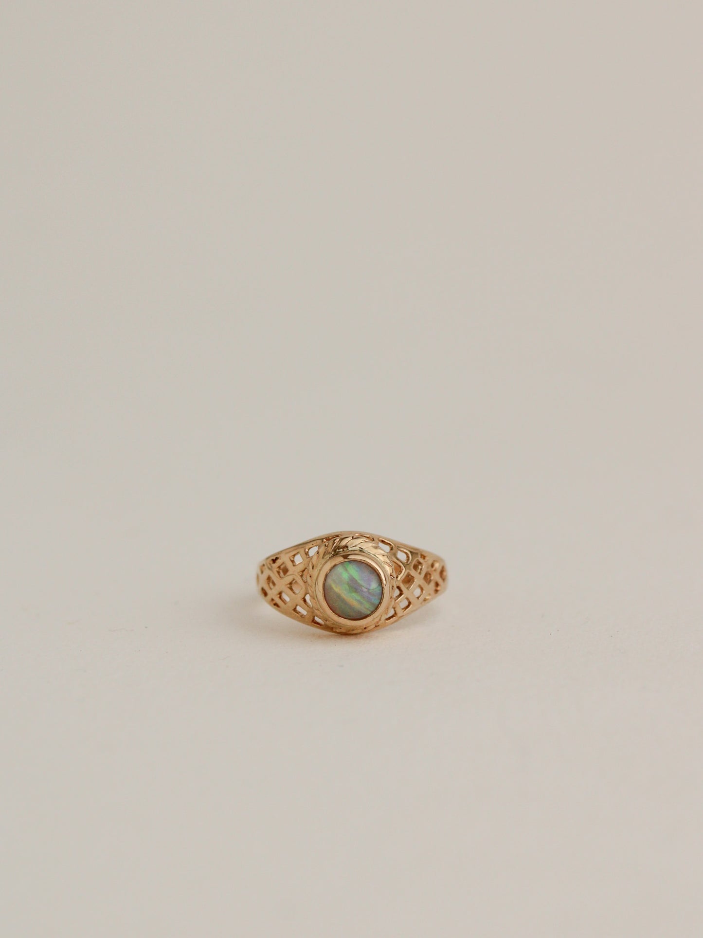 14k Woven Opal Signet