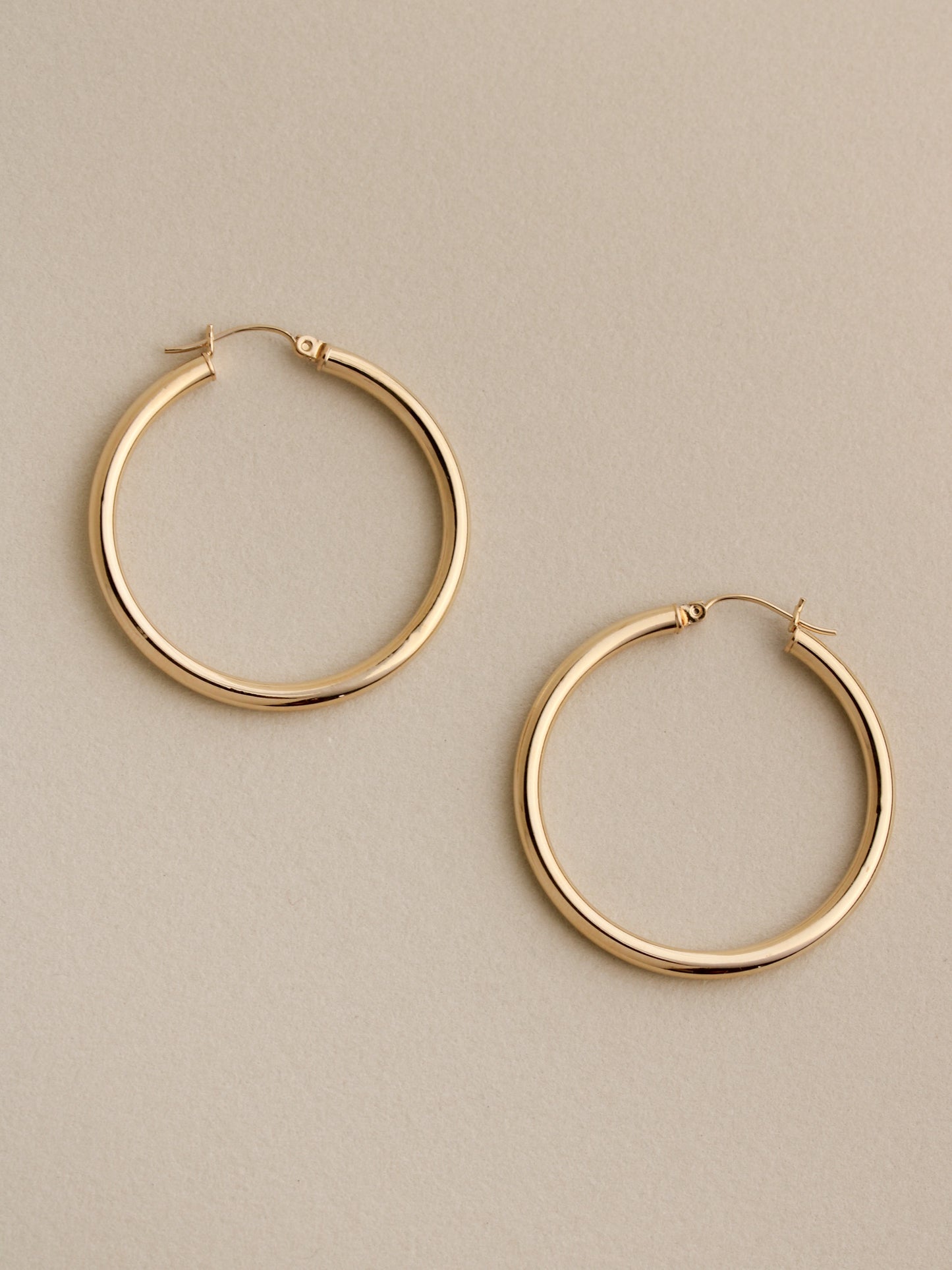Large Tube Hoops, 14k