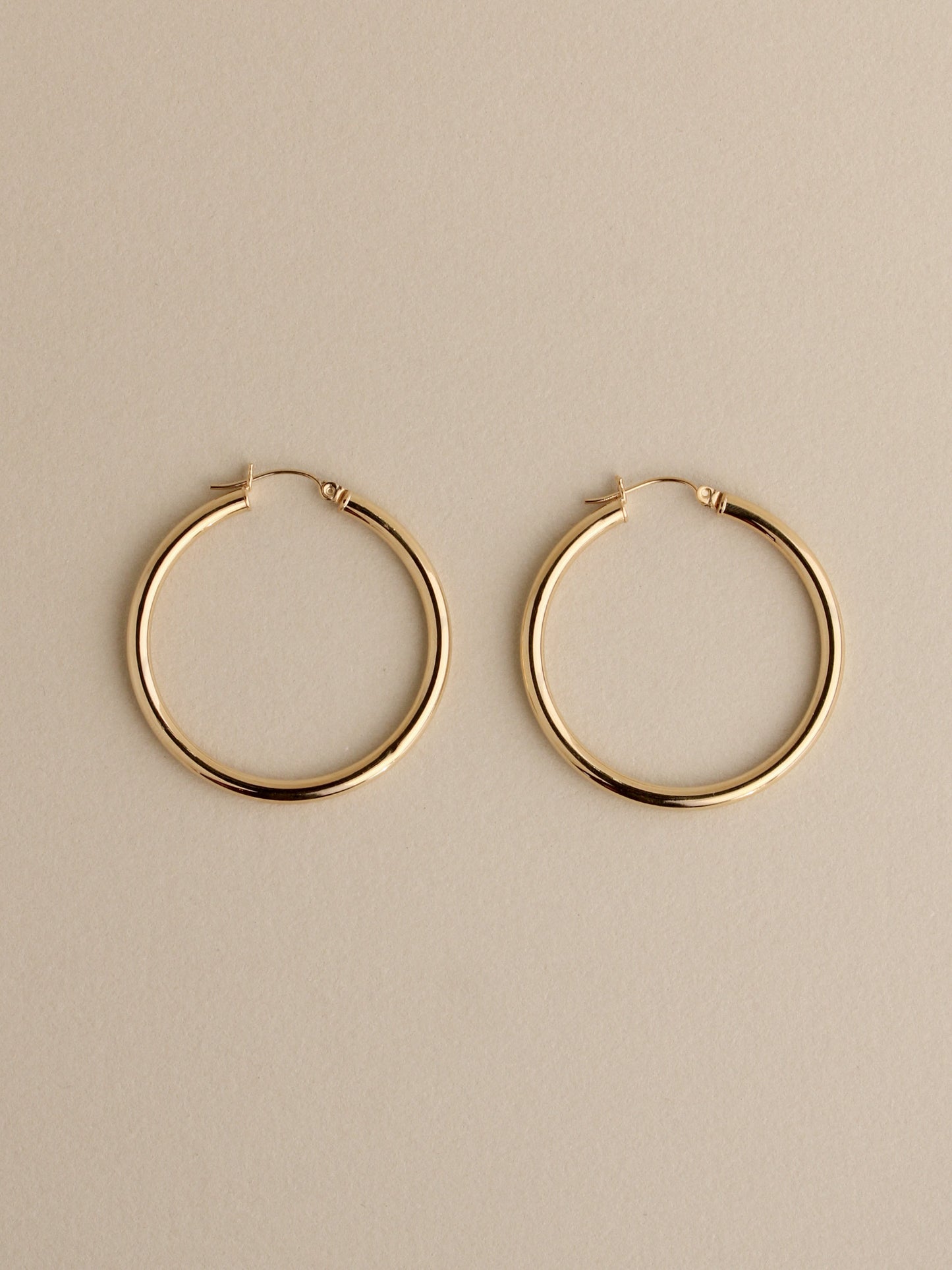Large Tube Hoops, 14k