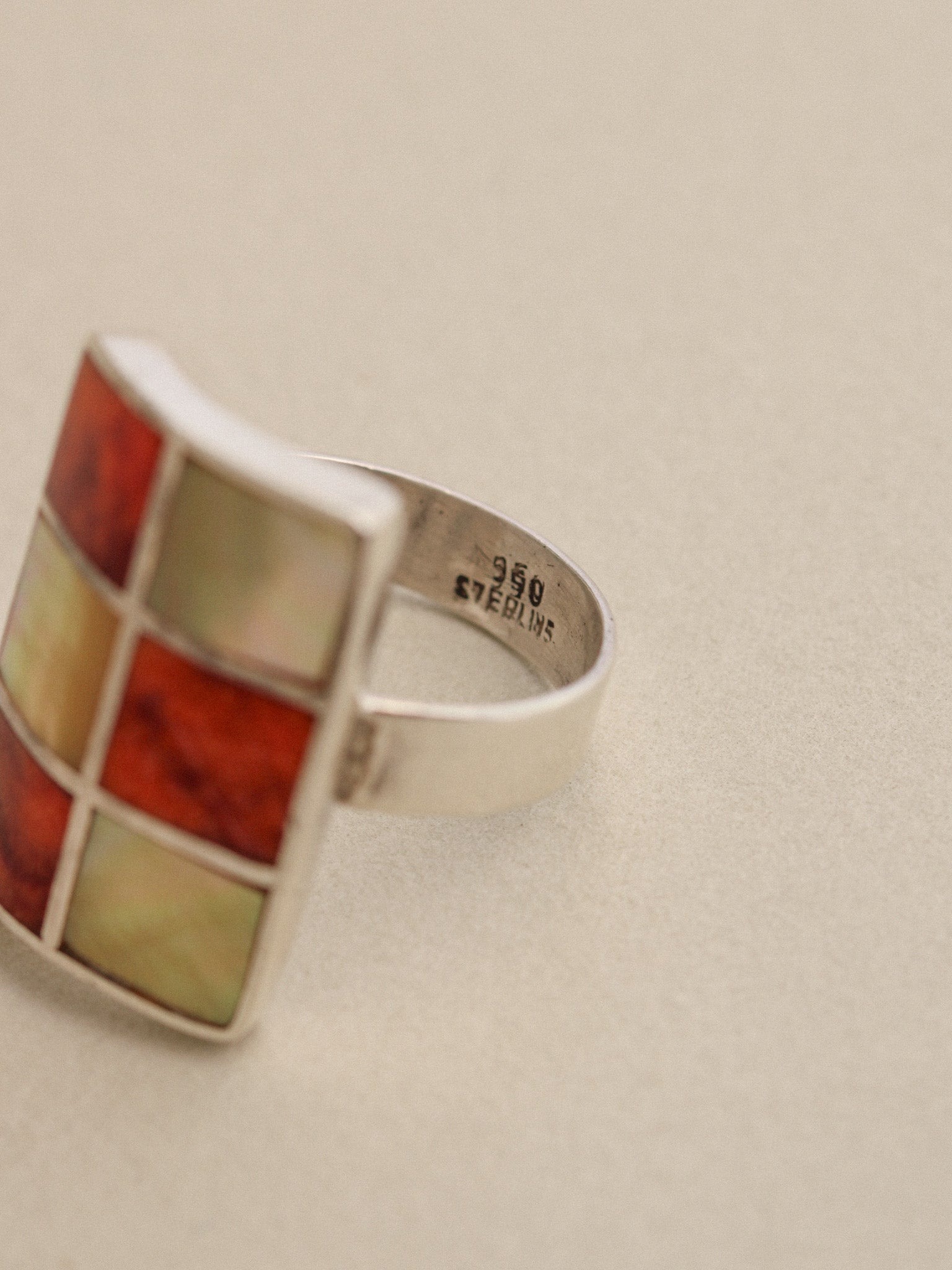 Checkerboard Inlay Ring