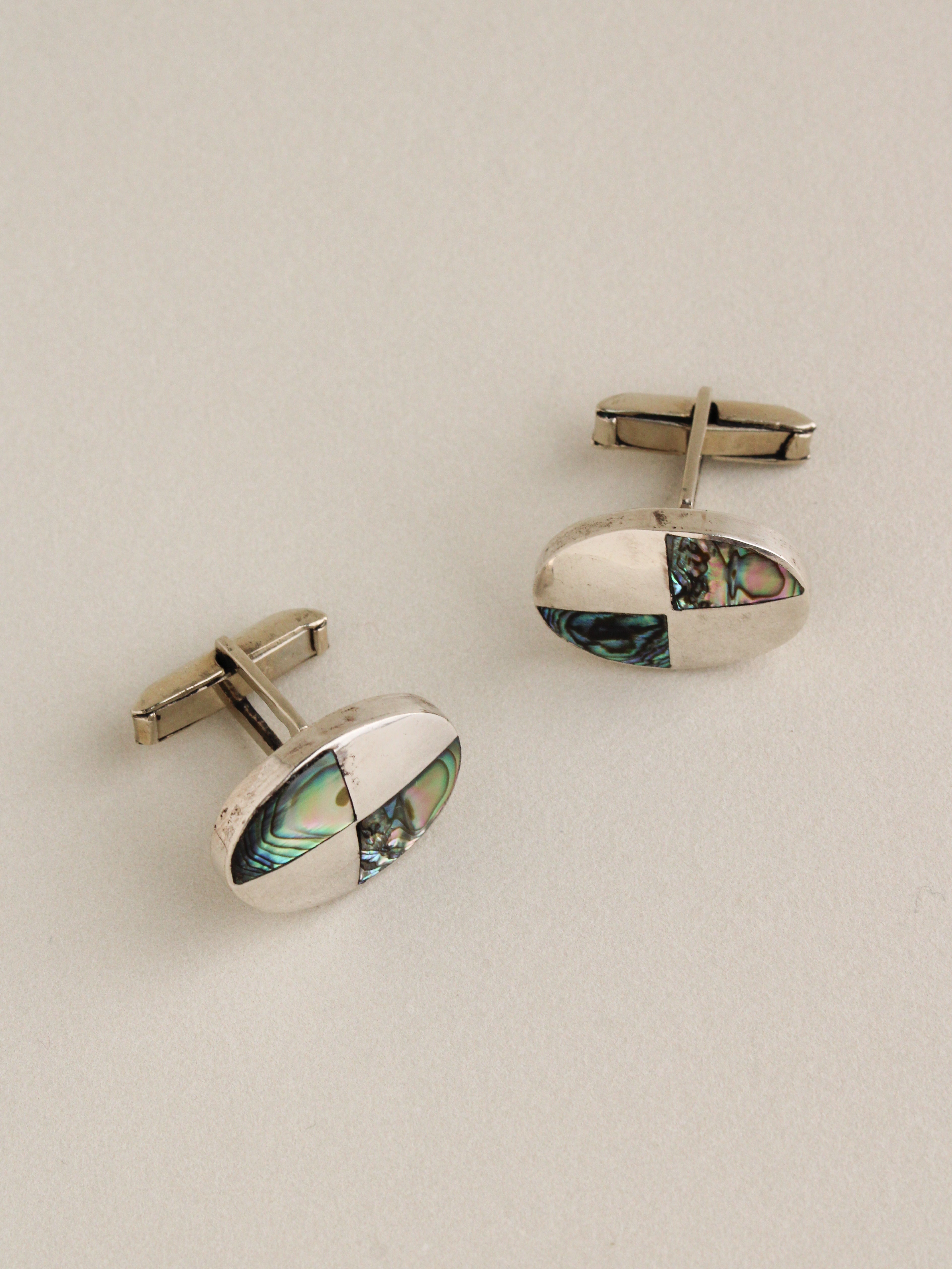 Abalone Pinwheel Inlay Cufflinks