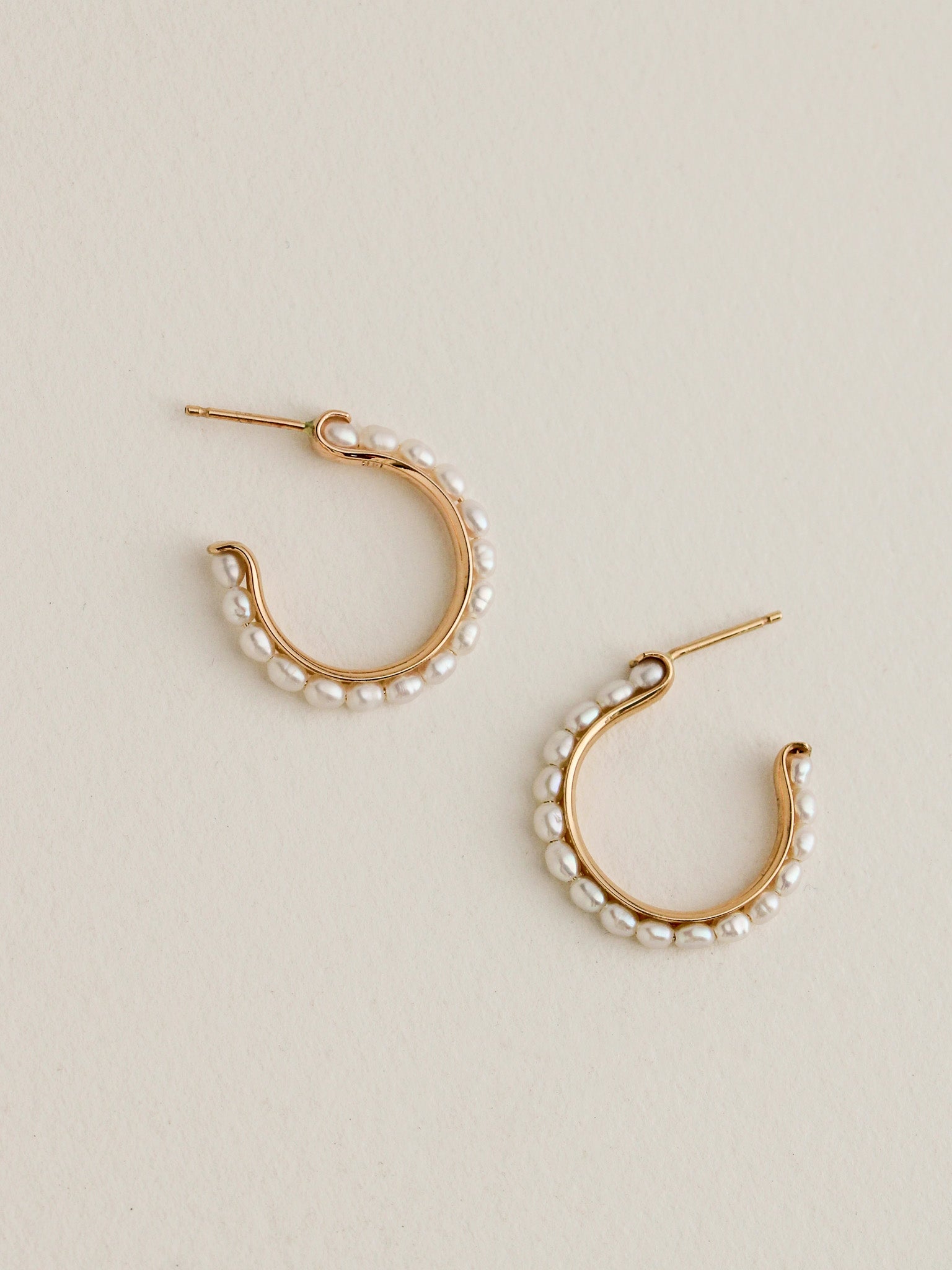 14K Gold Small Hoop Earrings, Solid Gold Hoops 14K Gold / 21mm