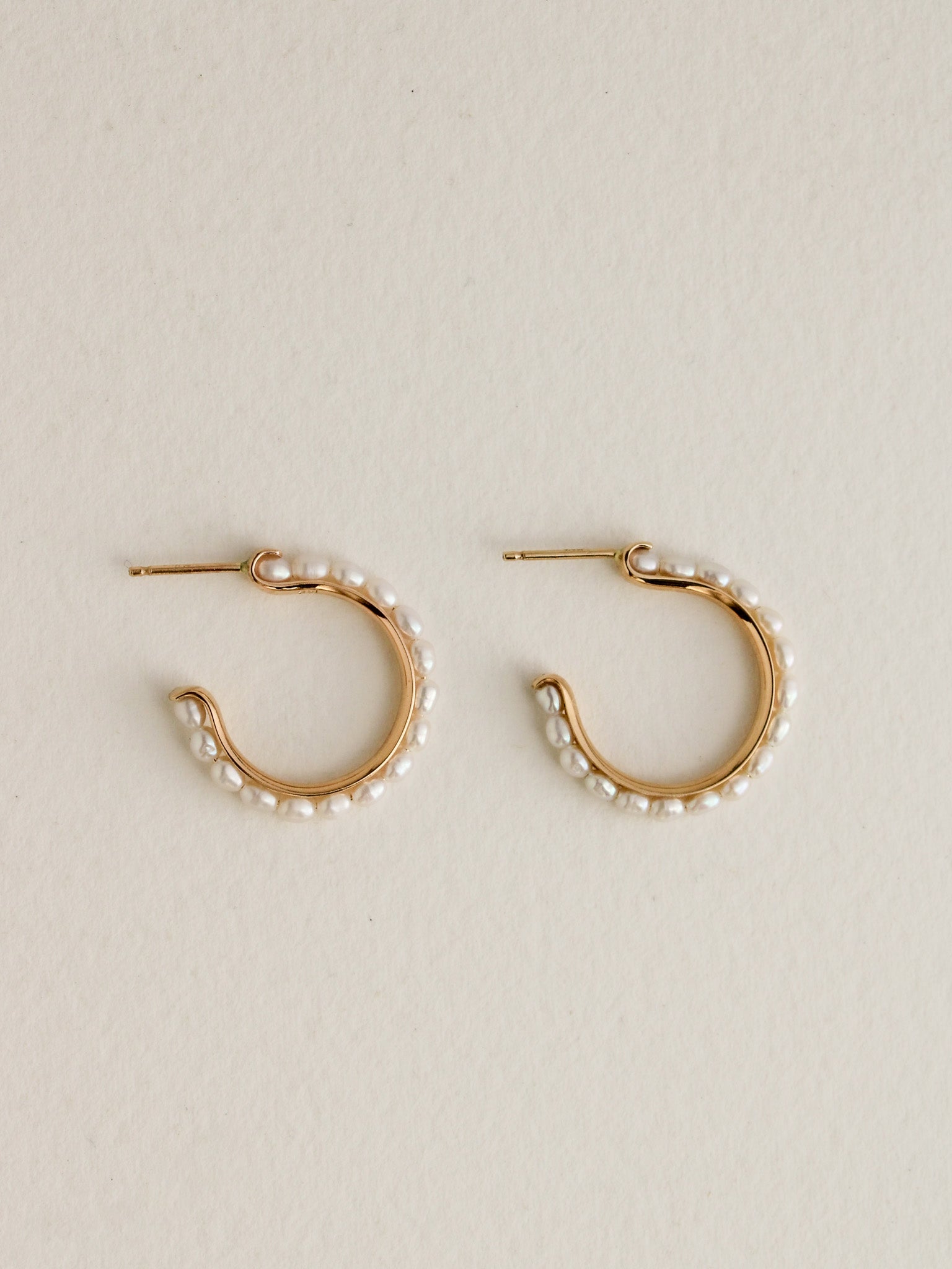 14k Seed Pearl Hoops