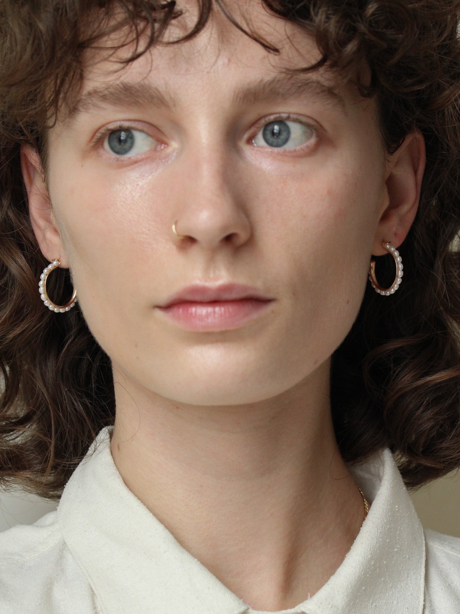 14k Seed Pearl Hoops