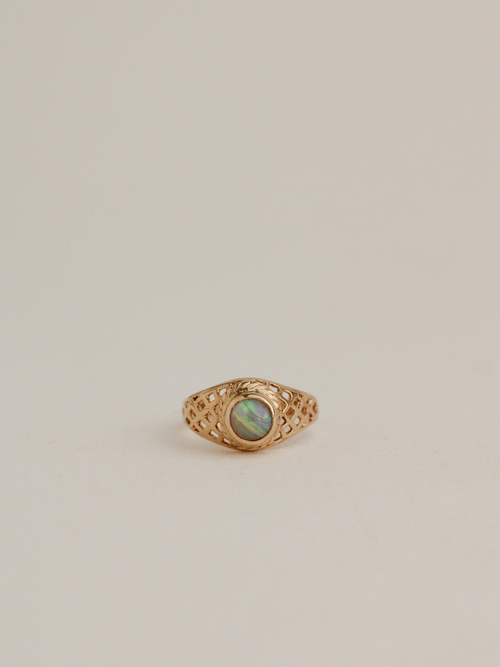 14k Woven Opal Signet