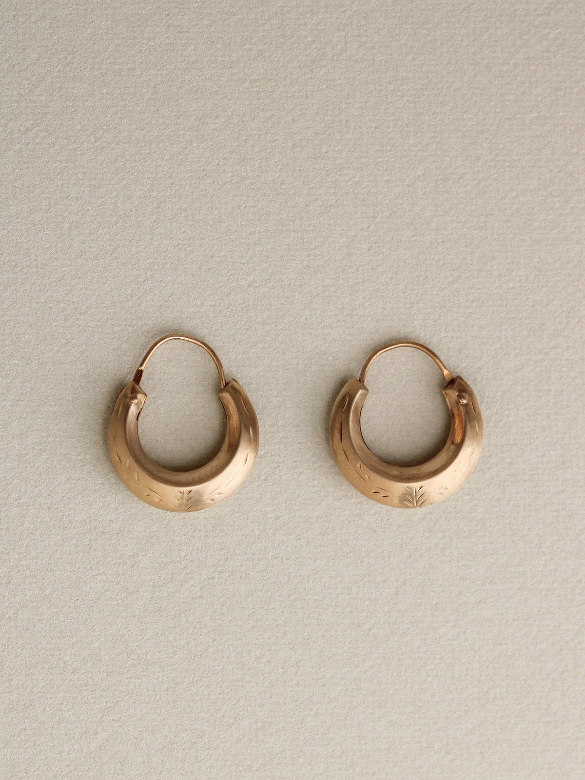 14k Engraved Knife Edge Hoops