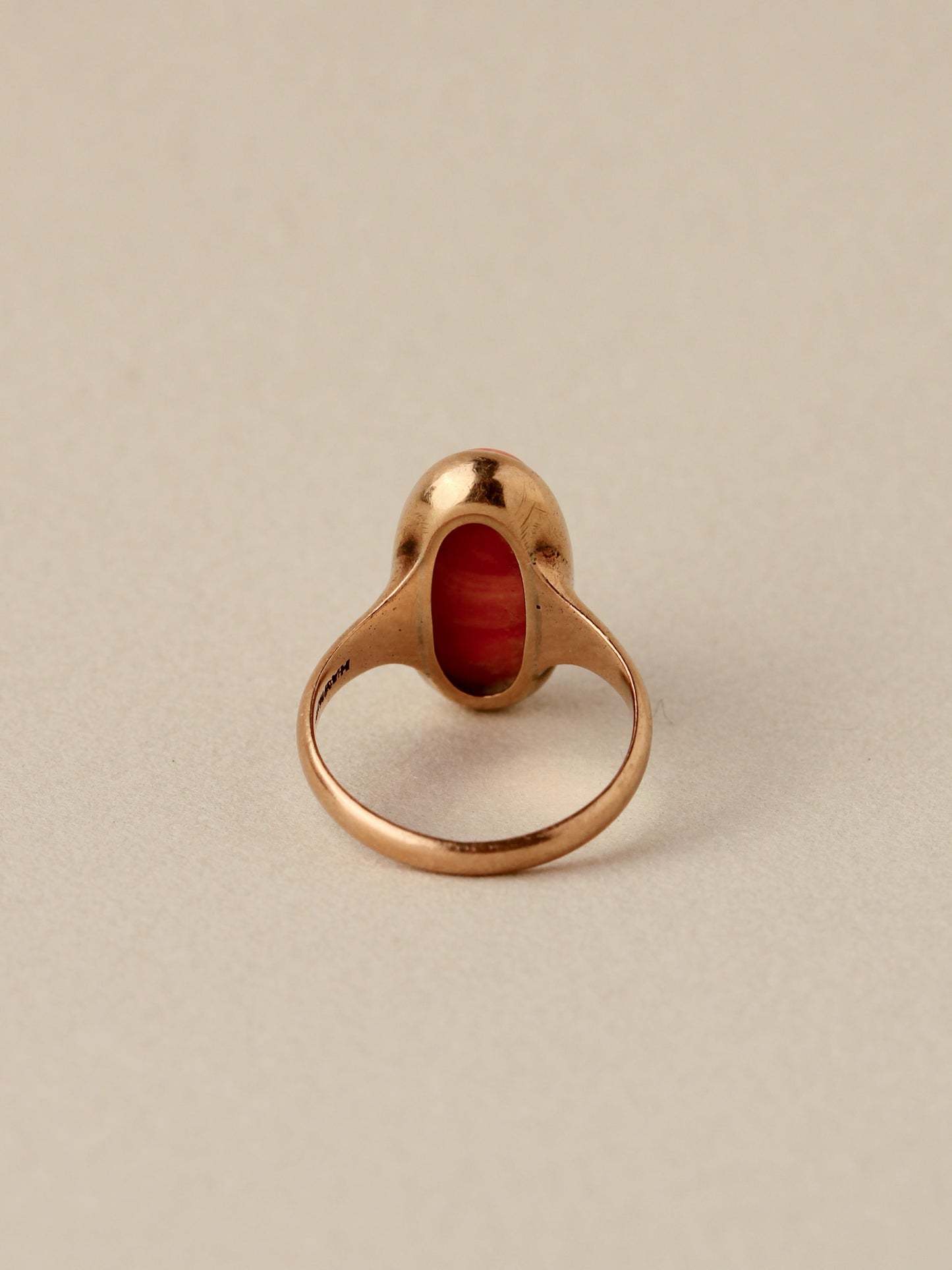 Coral Cameo Ring, 14k