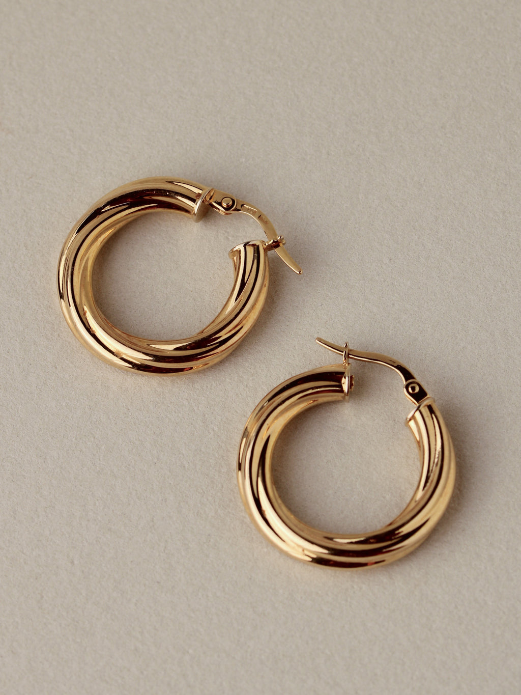 Twisted Clicker Hoops, 14k