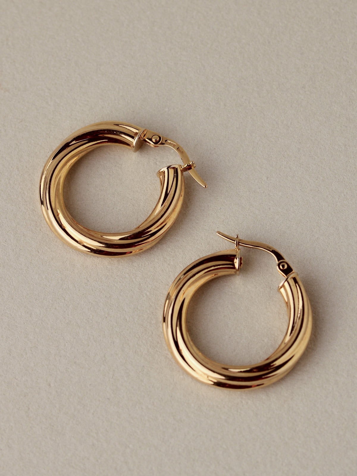 Twisted Clicker Hoops, 14k