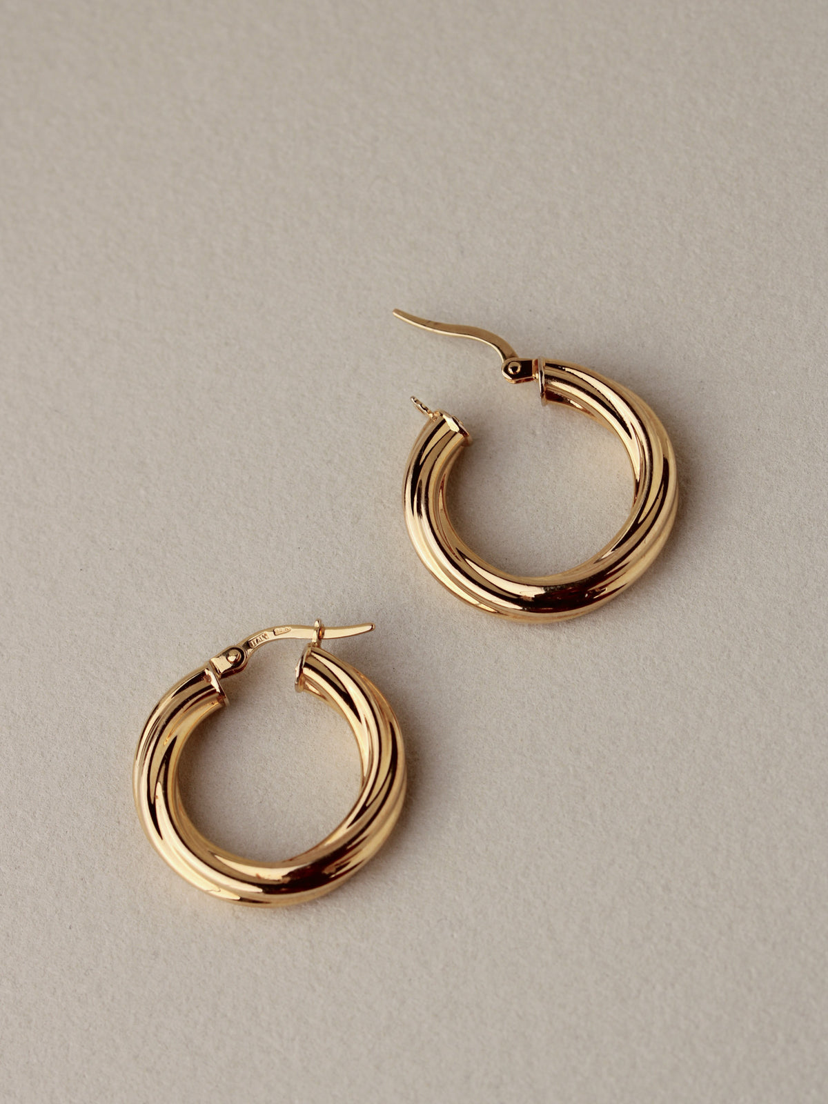 Twisted Clicker Hoops, 14k