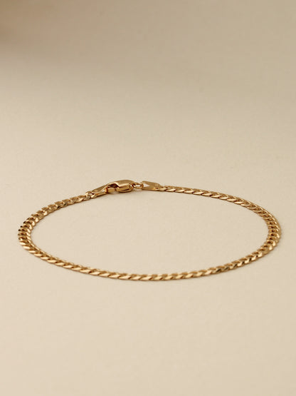 Curb Chain Bracelet, 3mm, 14k