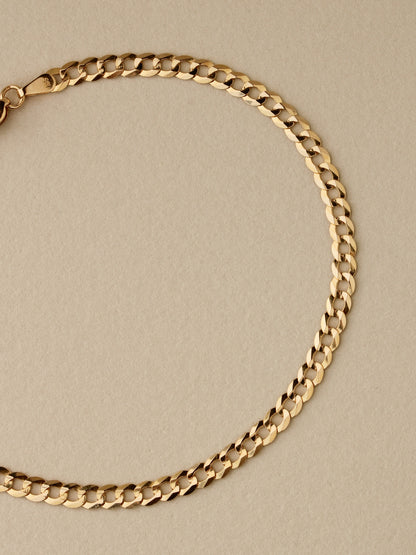 Curb Chain Bracelet, 3mm, 14k