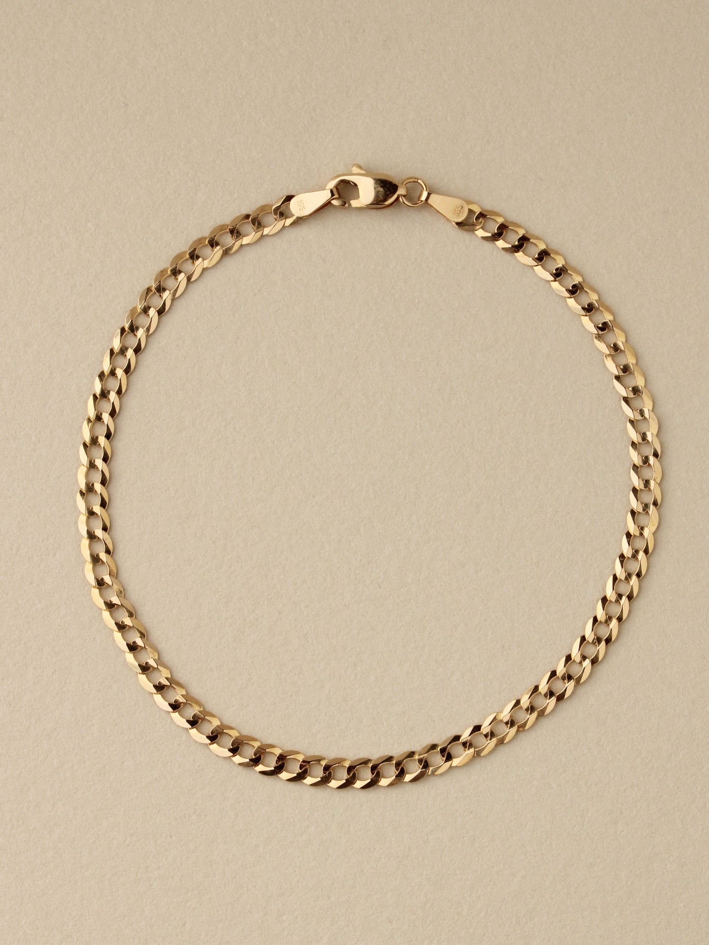 Curb Chain Bracelet, 3mm, 14k