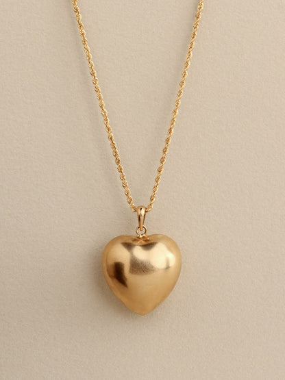 XL Puffy Heart Charm, 14k