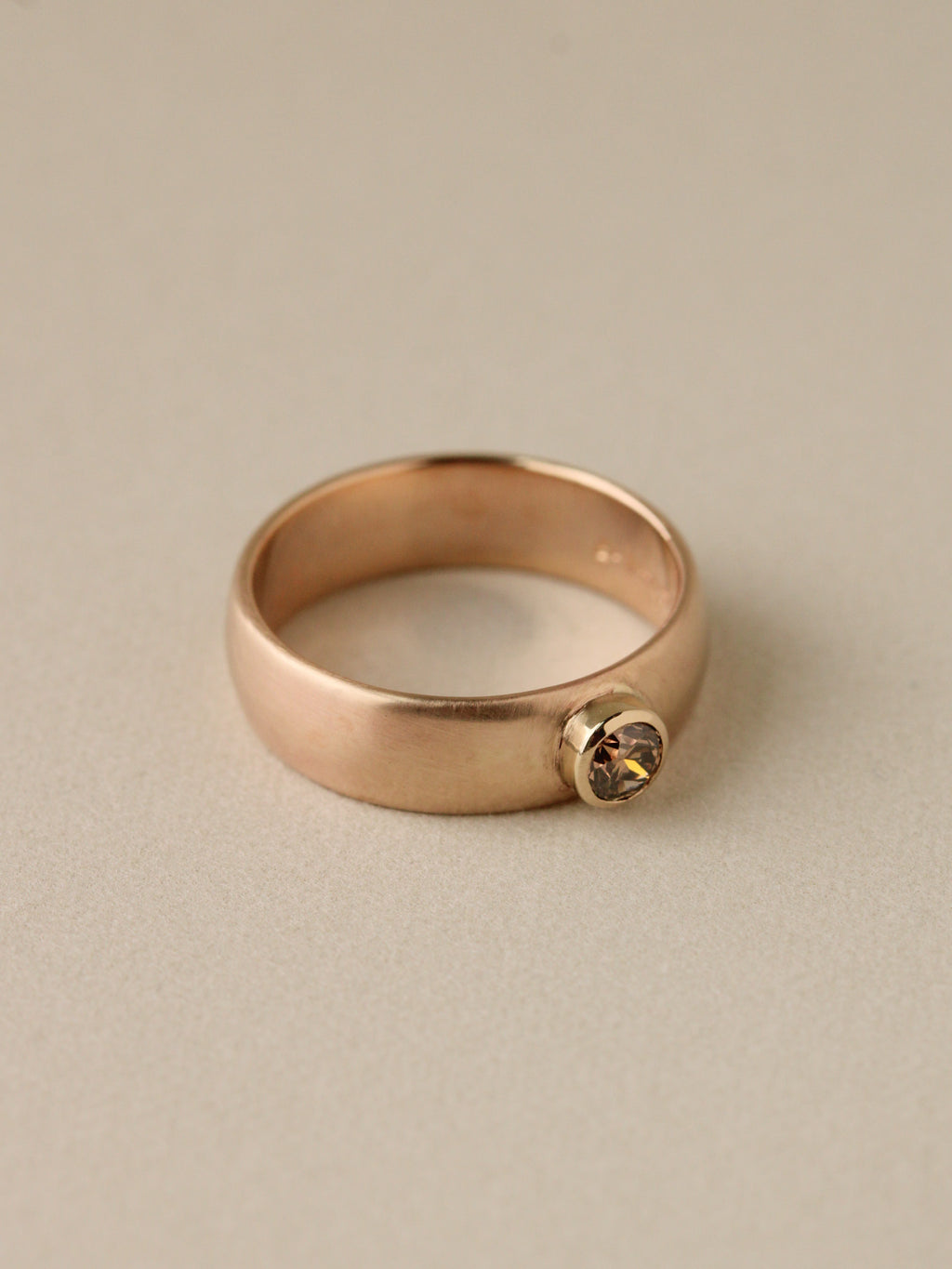 Cognac Diamond in Vintage 14k Apricot Gold
