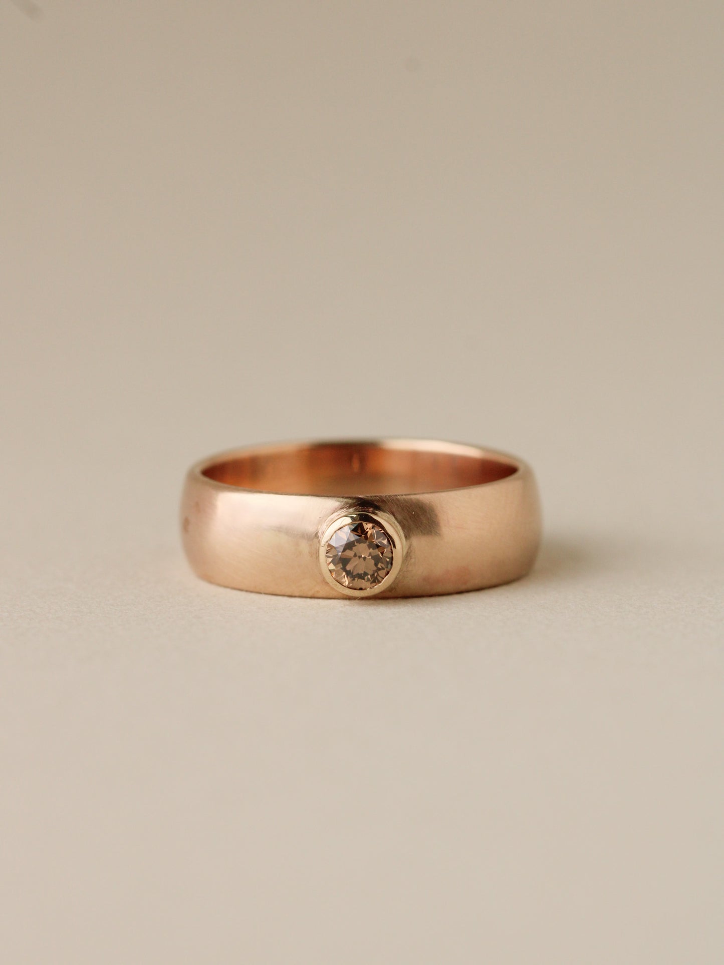 Cognac Diamond in Vintage 14k Apricot Gold