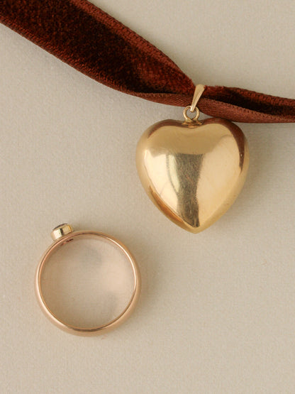 XL Puffy Heart Charm, 14k