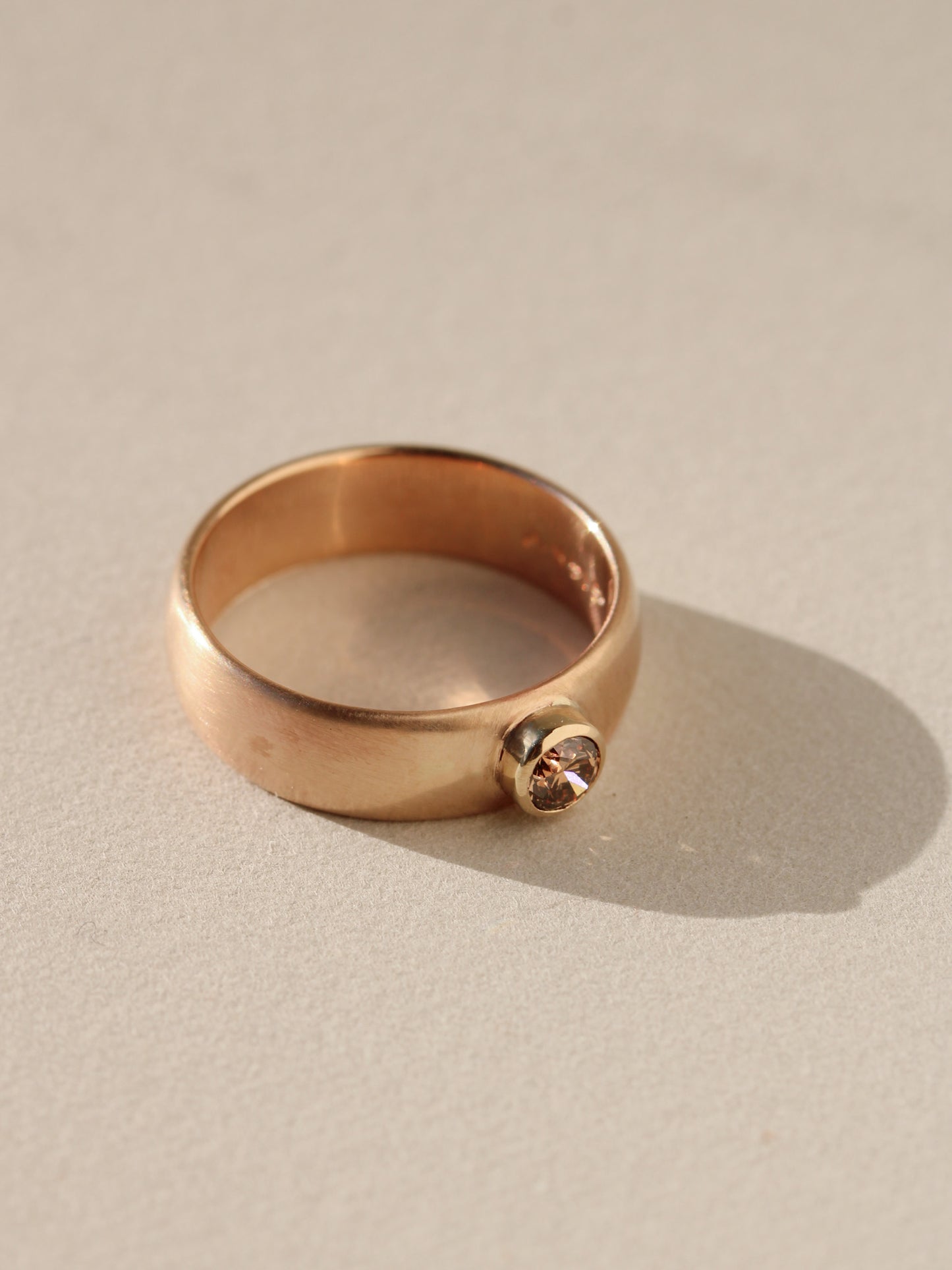 Cognac Diamond in Vintage 14k Apricot Gold