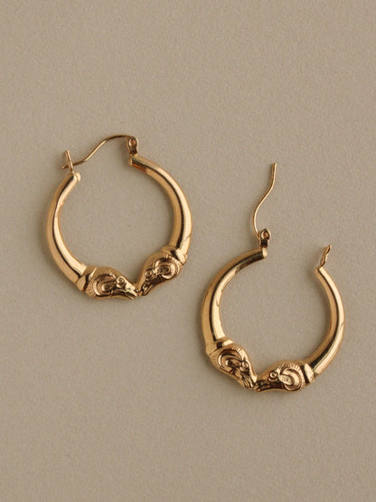 Rams Head Earrings, 14k