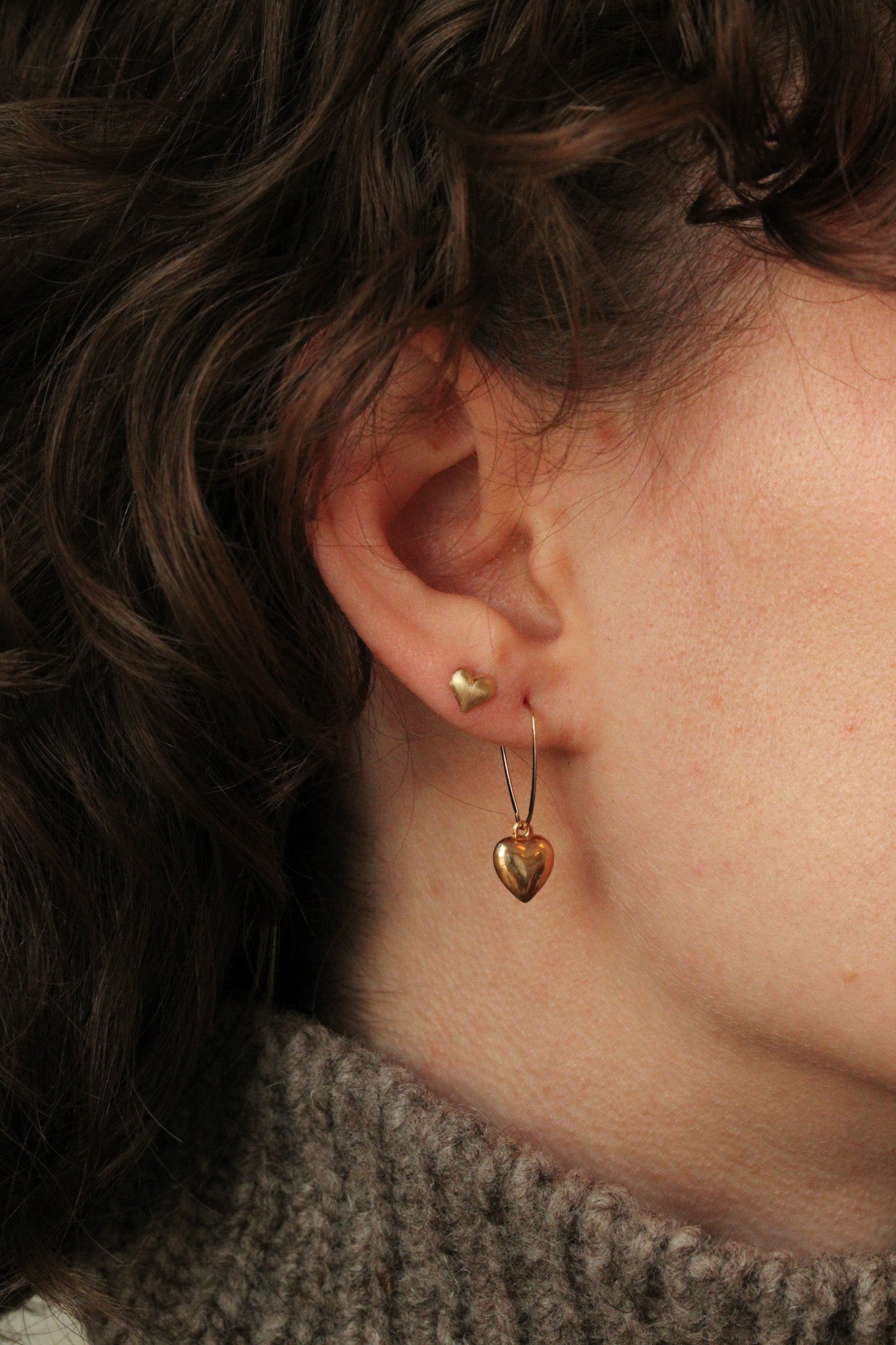 Heart Earrings, 14k