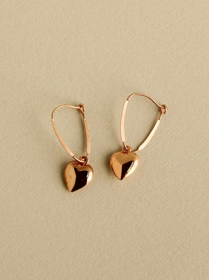 Heart Earrings, 14k