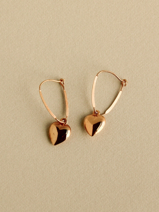 Heart Earrings, 14k