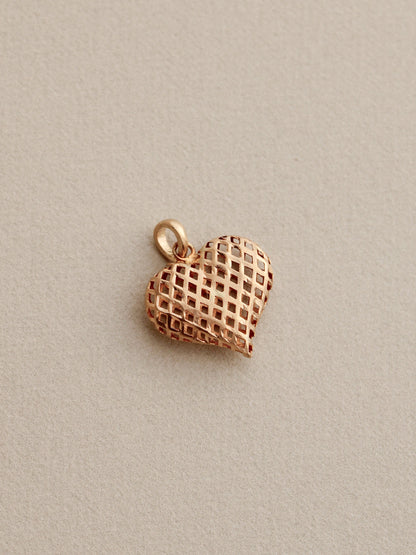 Woven Heart Charm, 14k