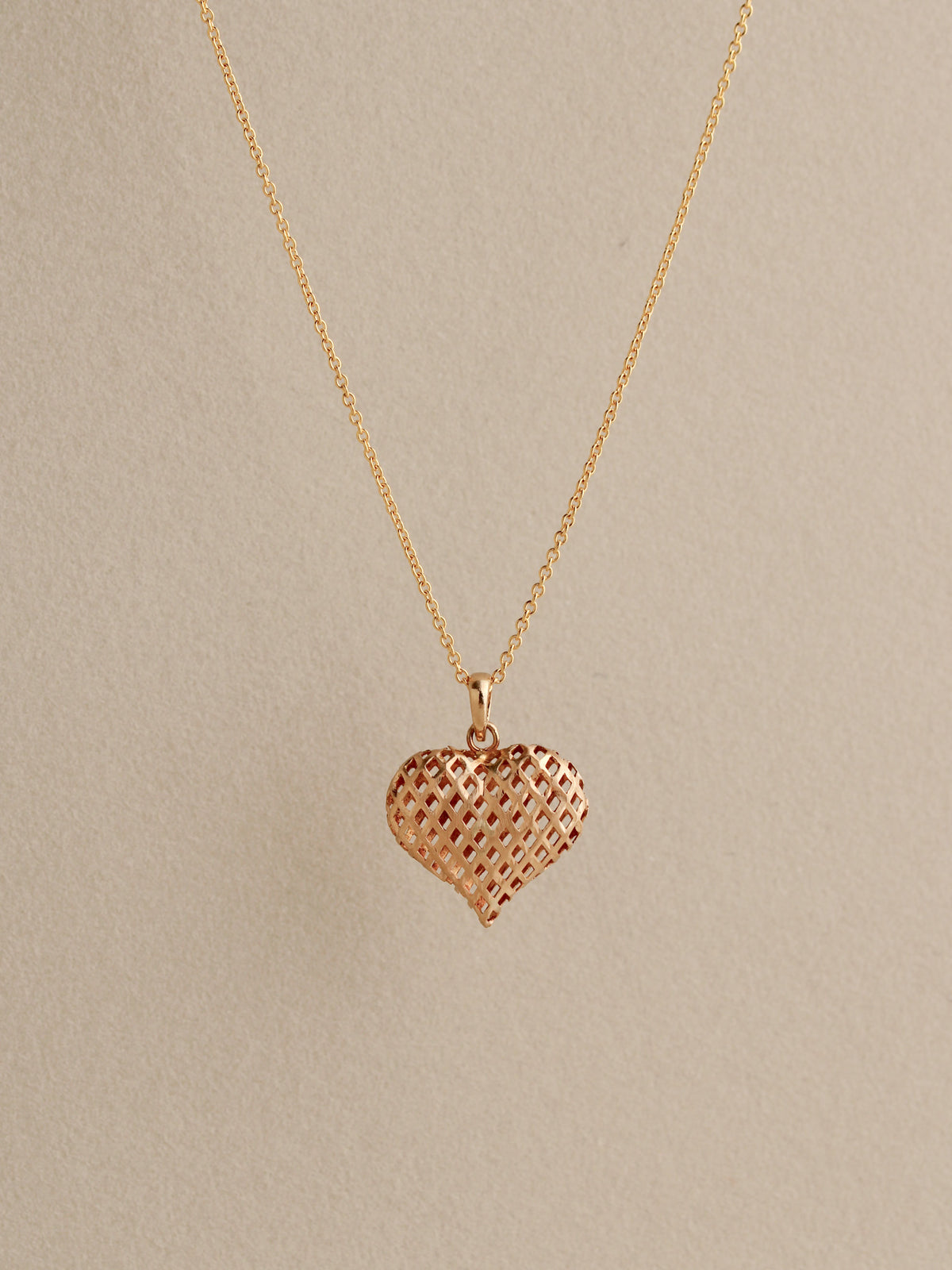 Woven Heart Charm, 14k