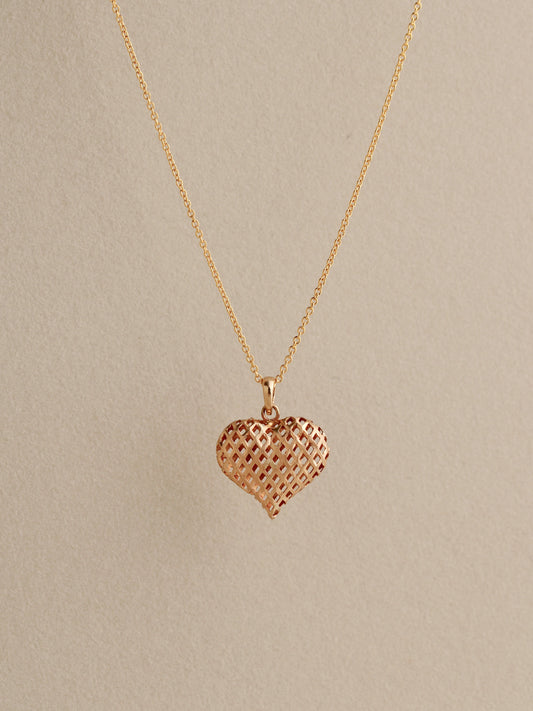 Woven Heart Charm, 14k