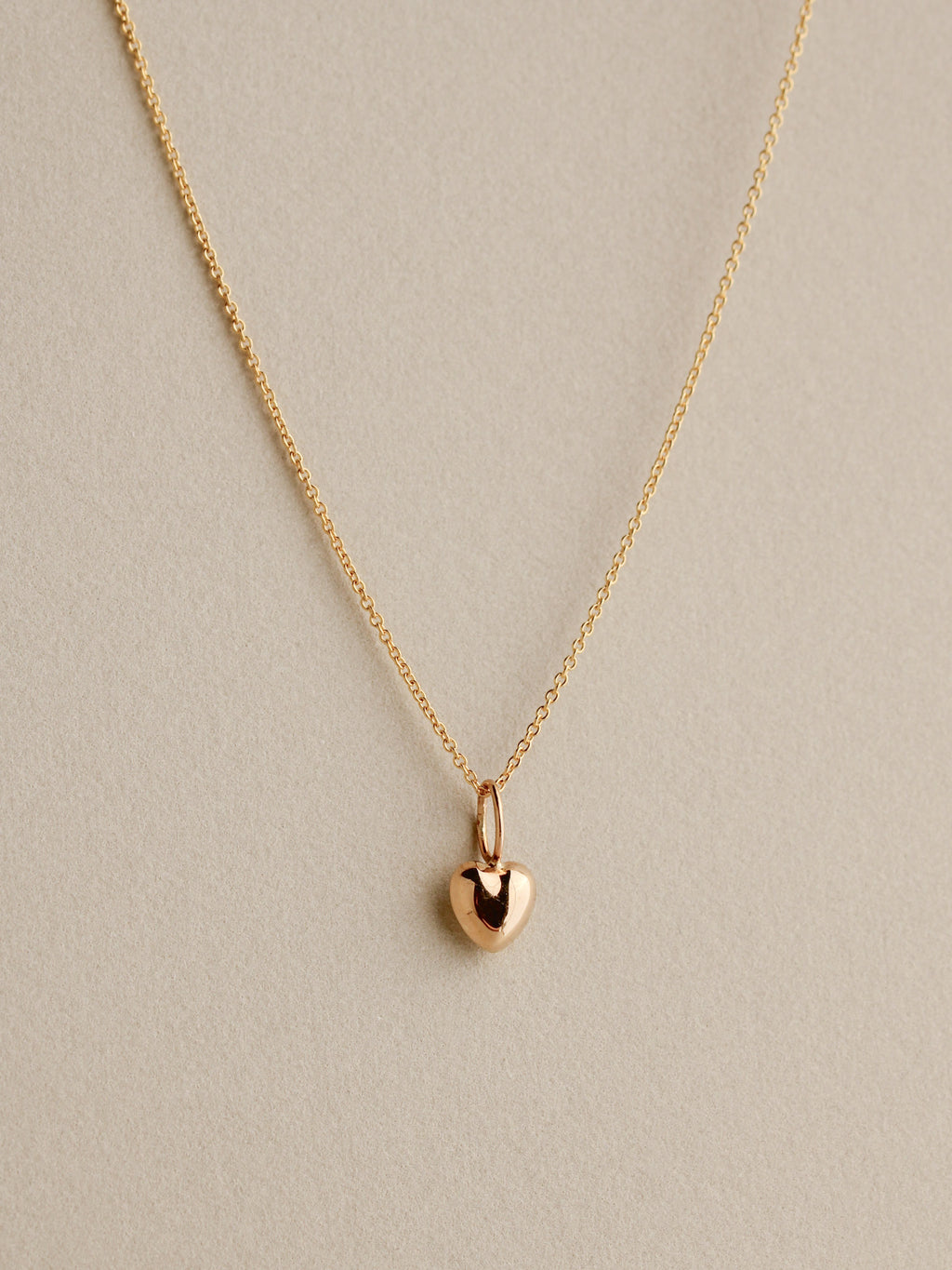 Tiny Puffy Heart Charm, 14k