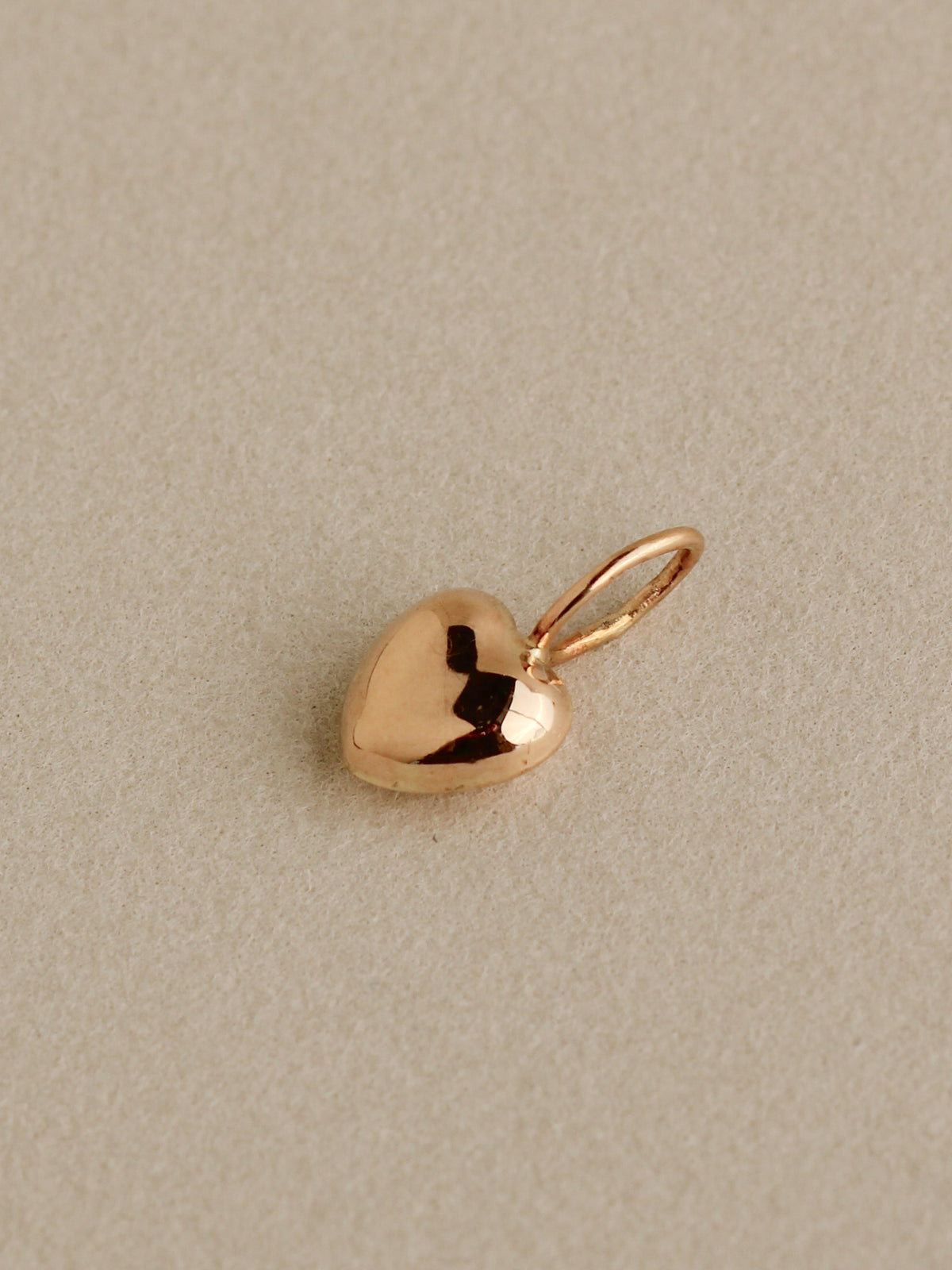 Tiny Puffy Heart Charm, 14k