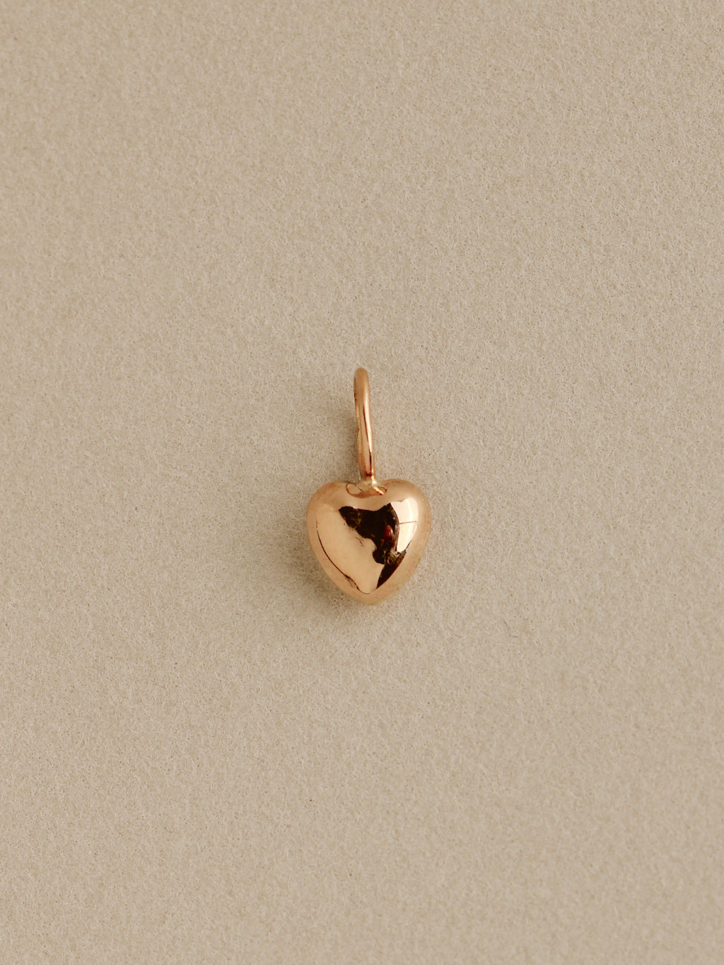 Tiny Puffy Heart Charm, 14k