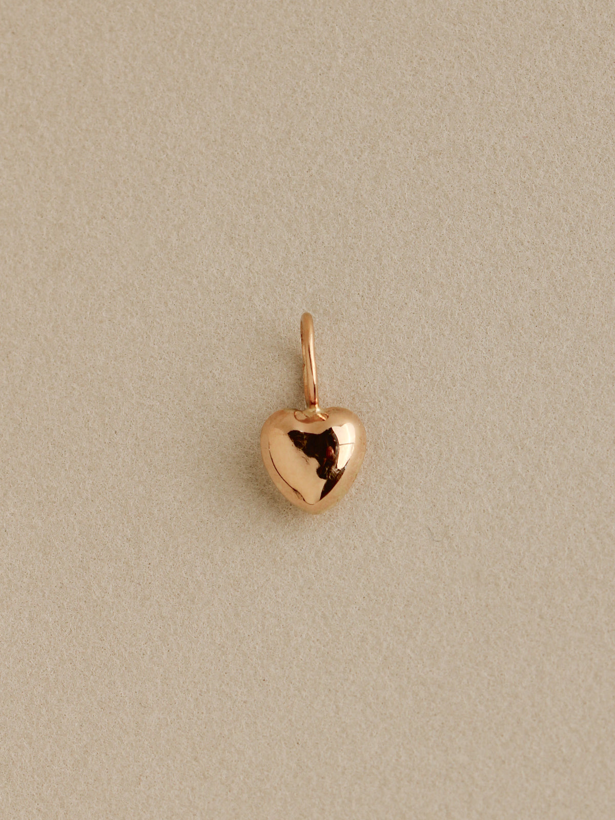 Tiny Puffy Heart Charm, 14k