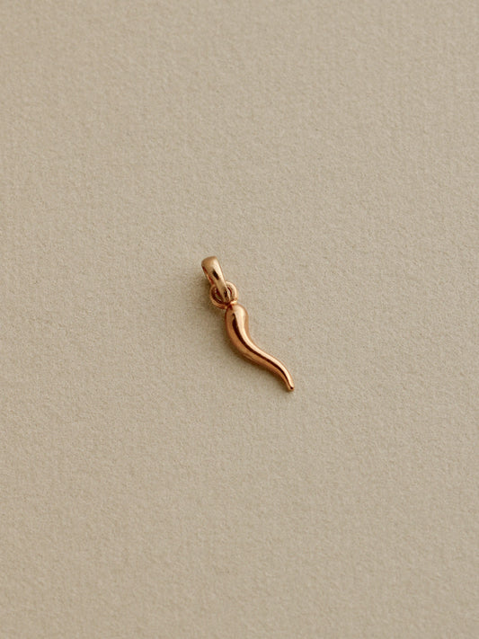 Mini Cornicello Charm, 14k