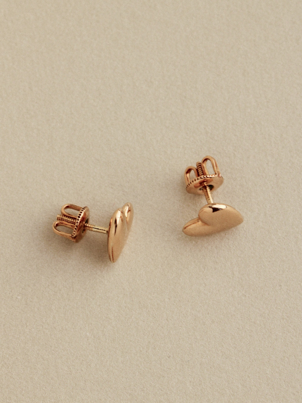 Heart Screw-Back Studs, 10k