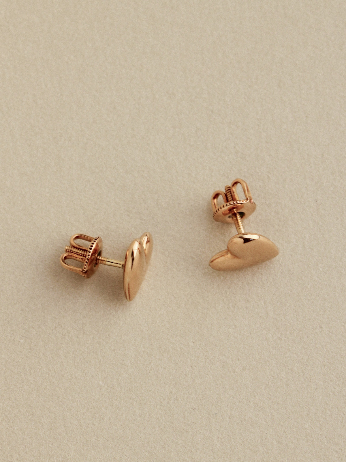 Heart Screw-Back Studs, 10k