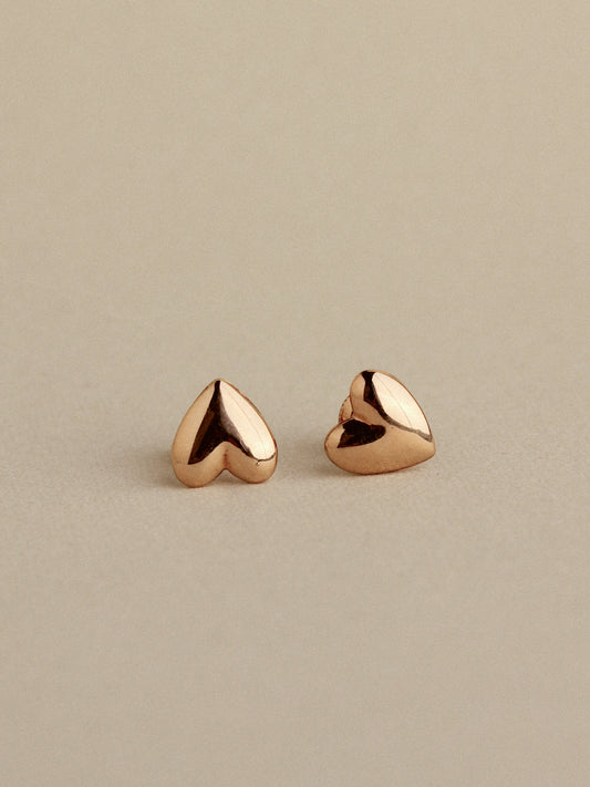 Heart Screw-Back Studs, 10k