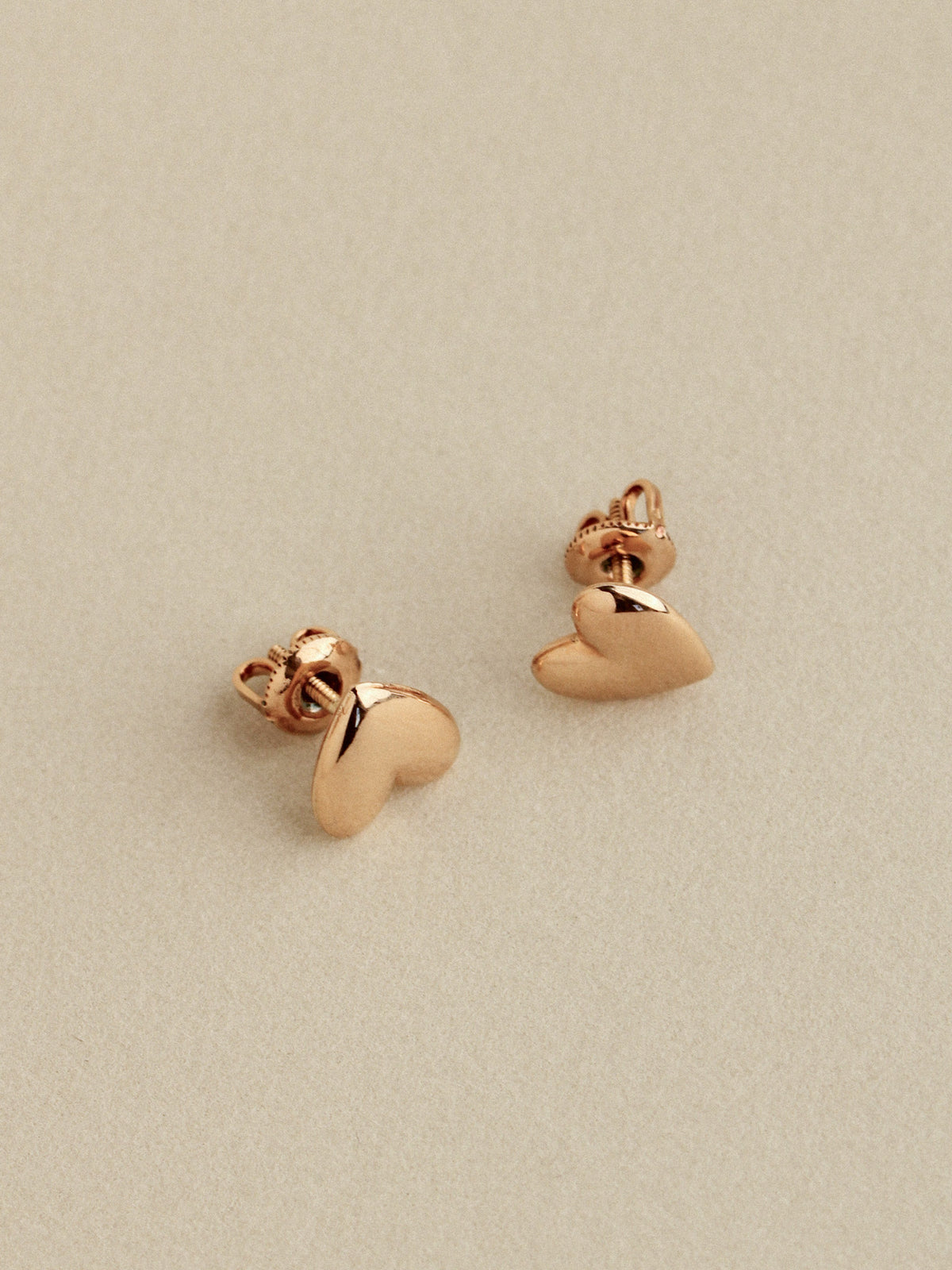 Heart Screw-Back Studs, 10k