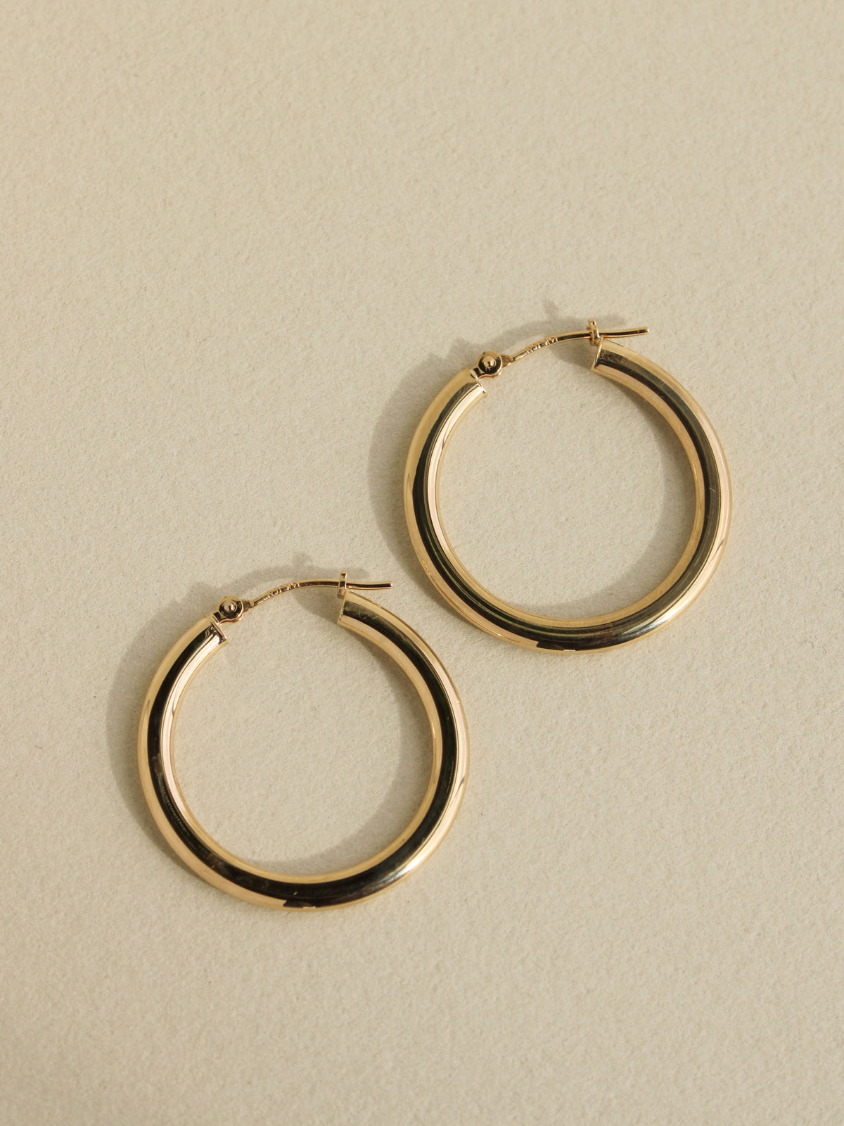 Slim Tube Hoops, 14k