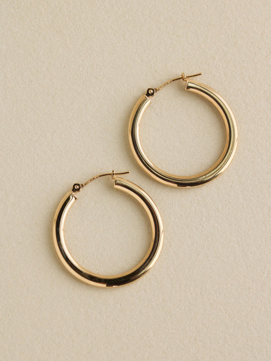 Slim Tube Hoops, 14k