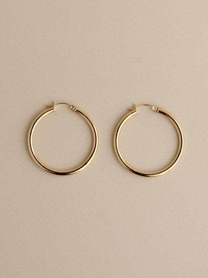 Large Tube Hoops, 14k