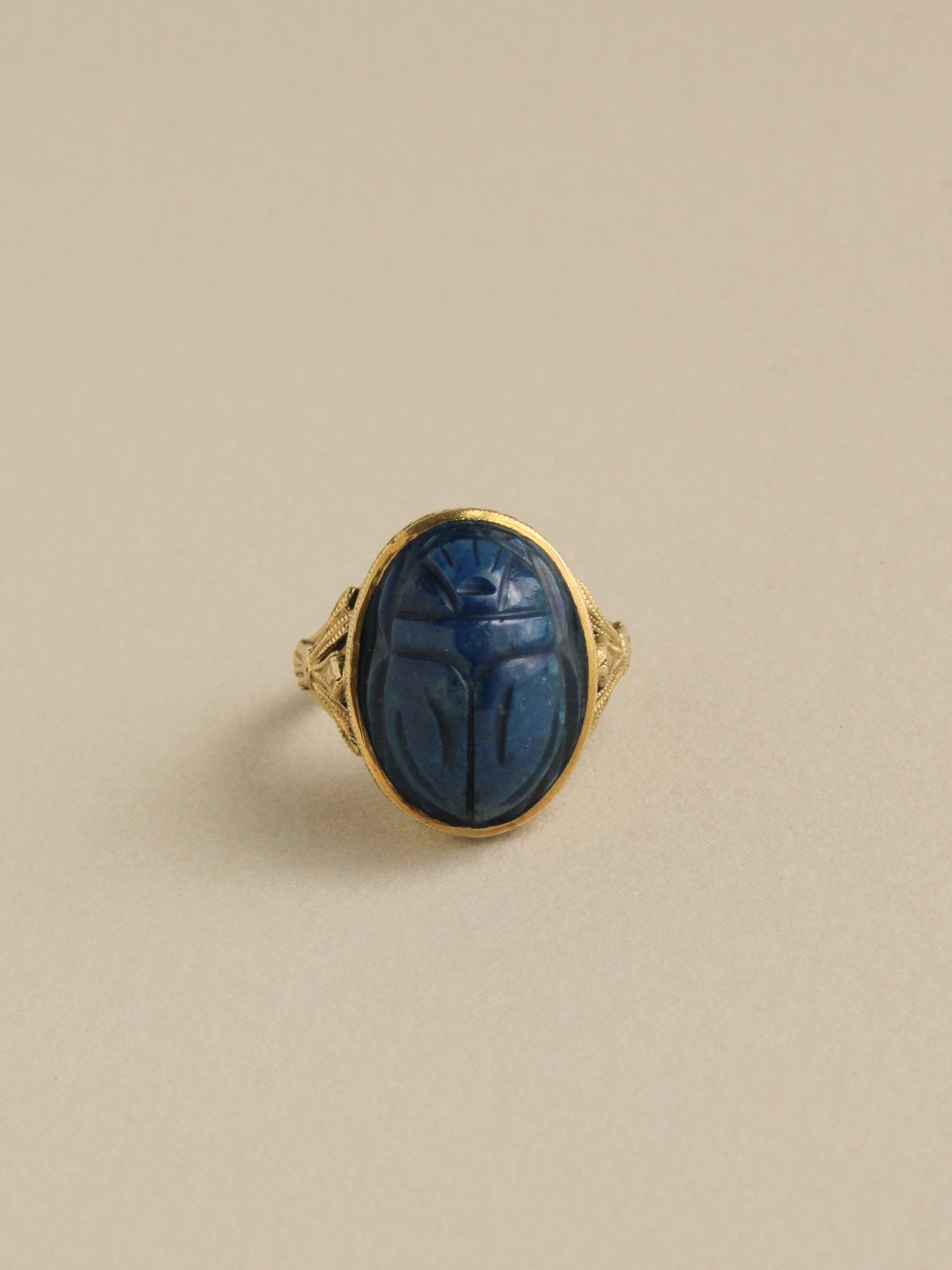 Stone Scarab Pinky Ring