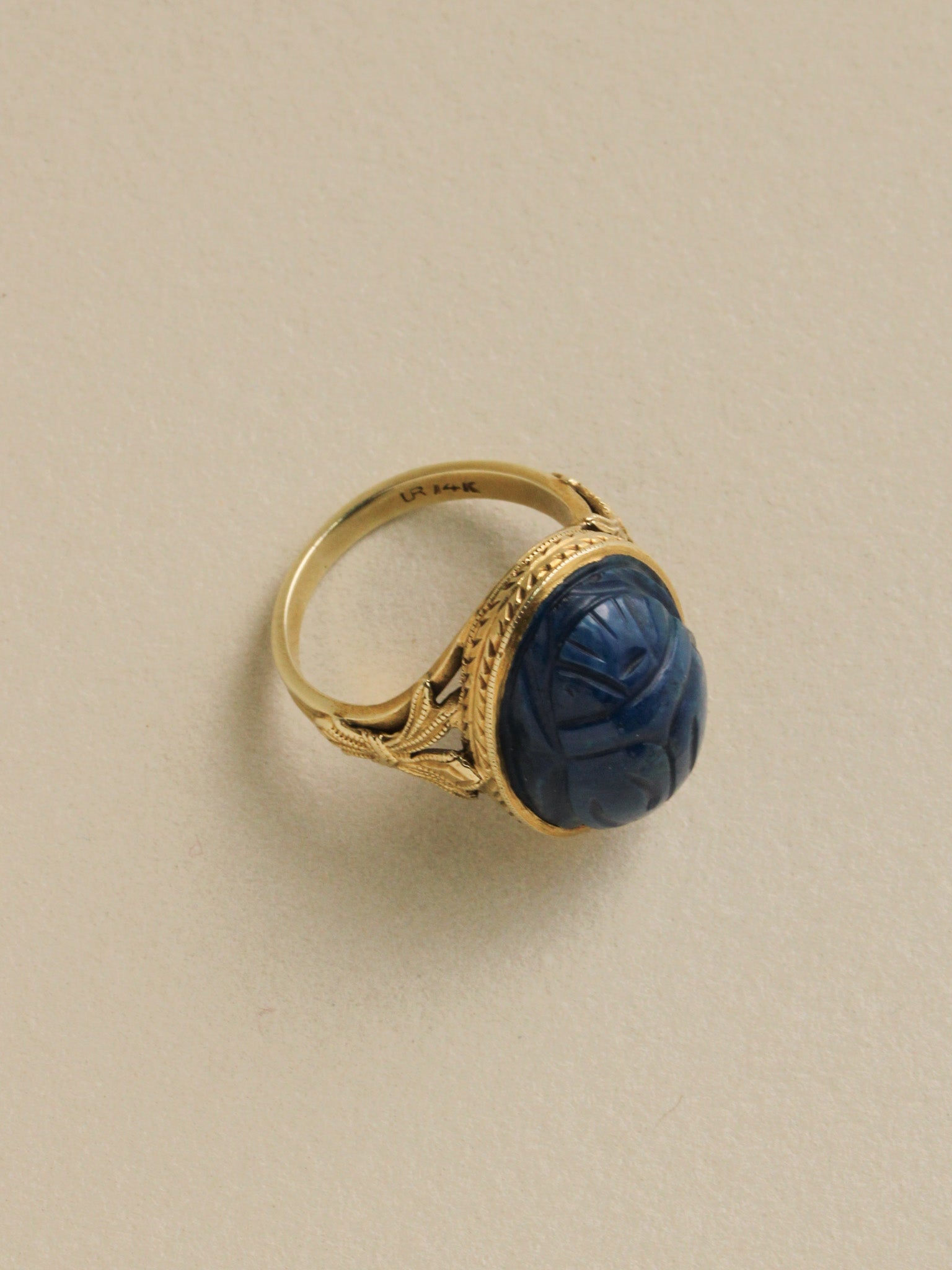 Stone Scarab Pinky Ring