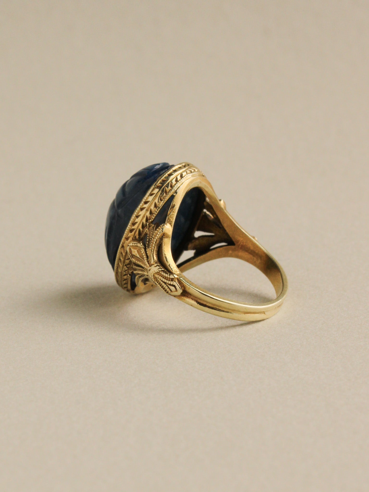Stone Scarab Pinky Ring