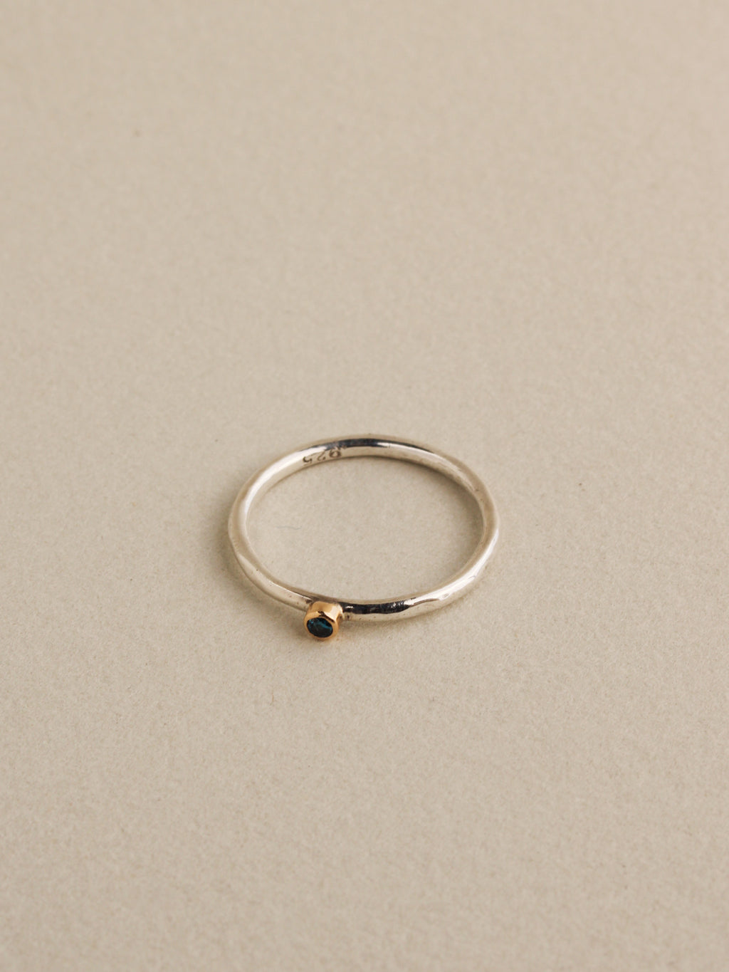 Tiny Blue Diamond Ring