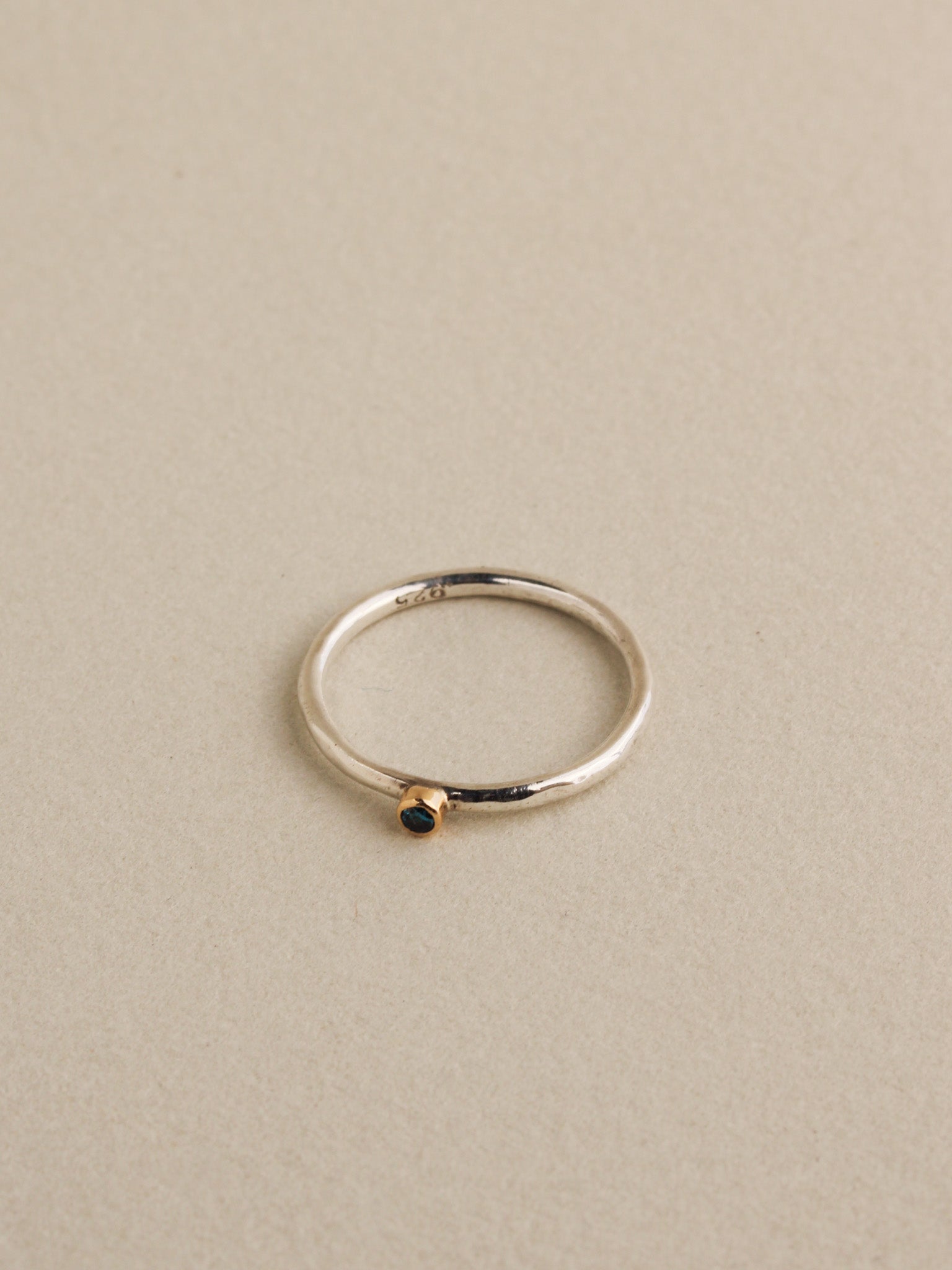 Tiny Blue Diamond Ring