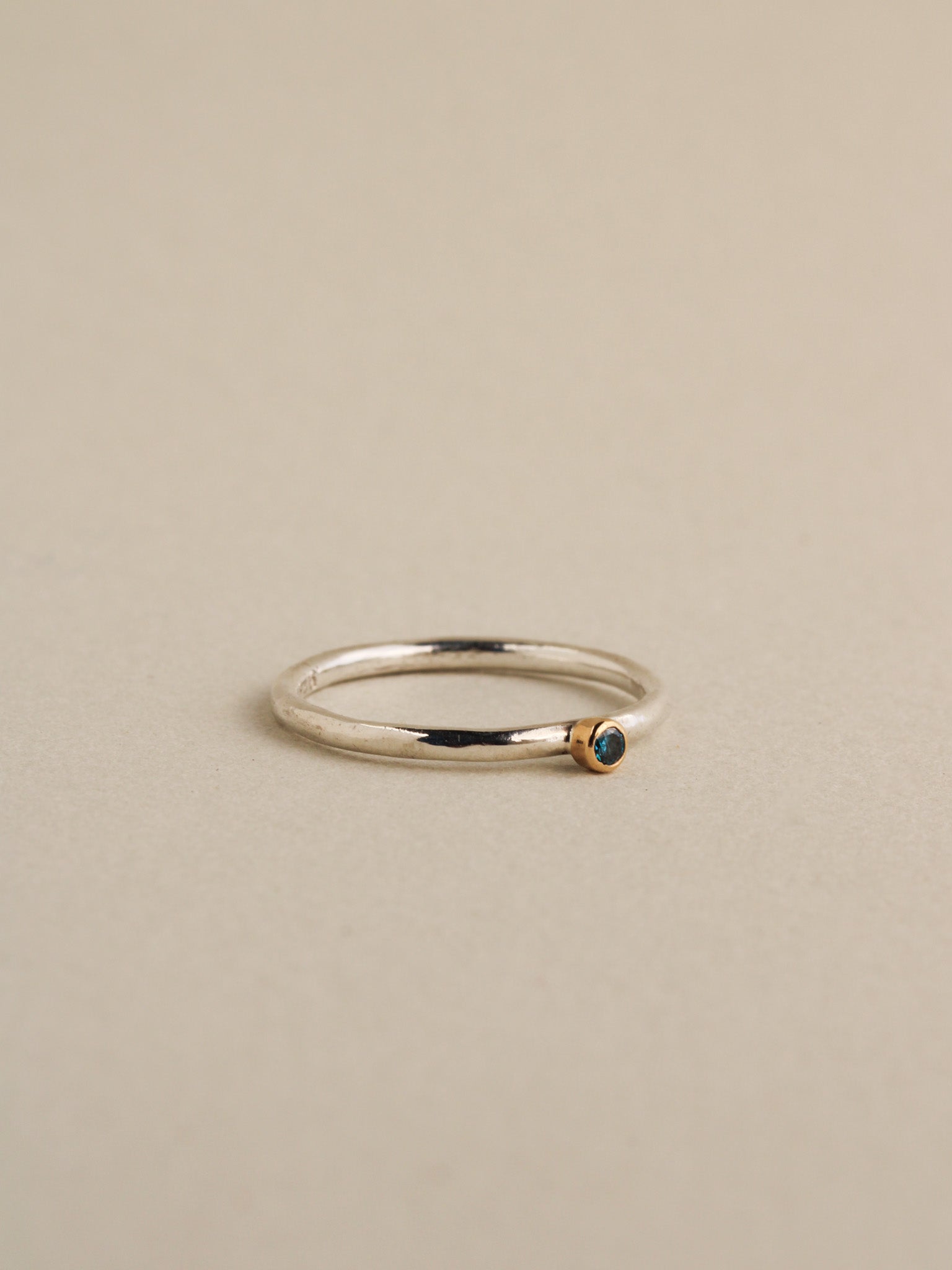 Tiny Blue Diamond Ring