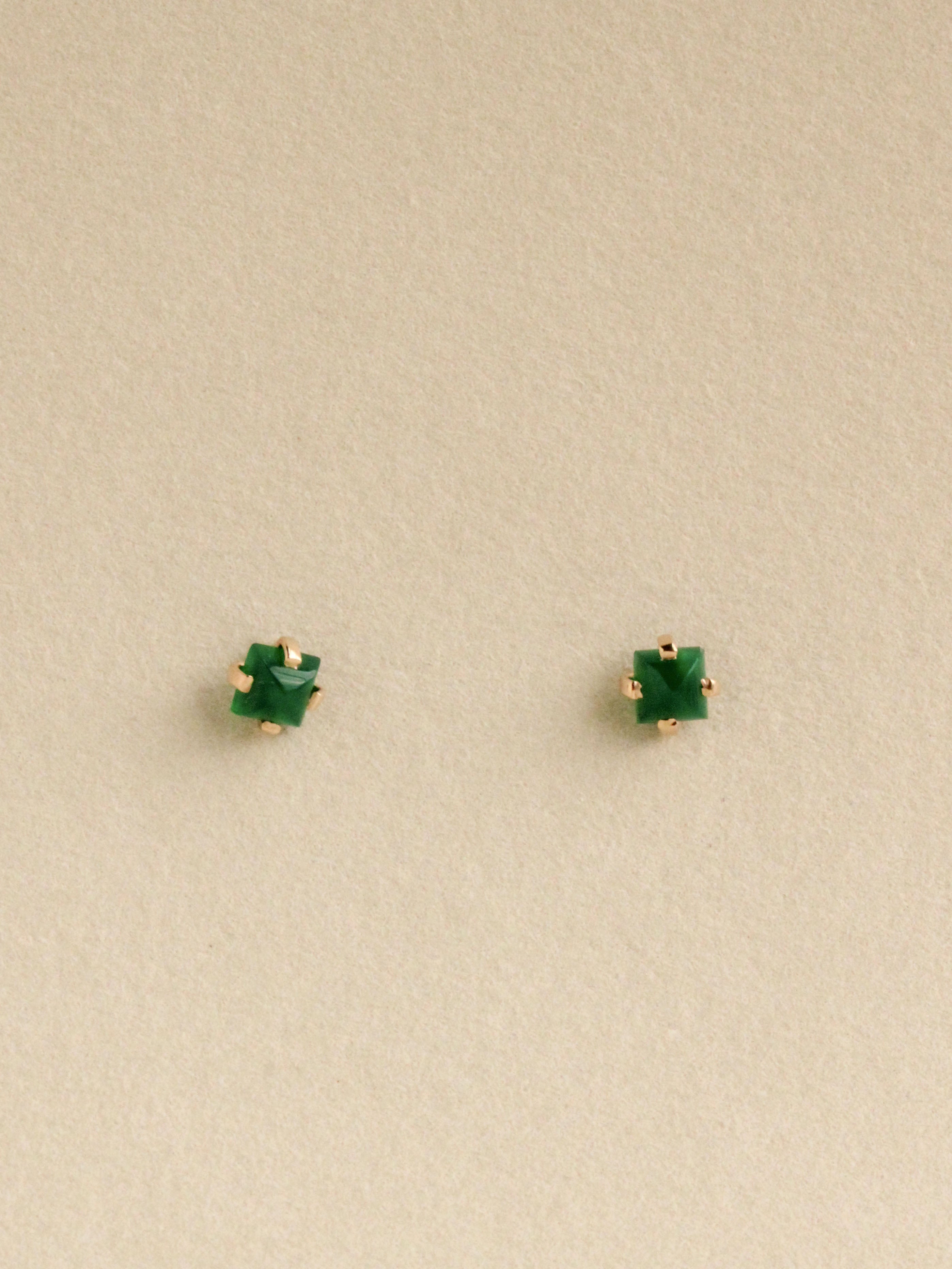 Green Onyx Prong Studs